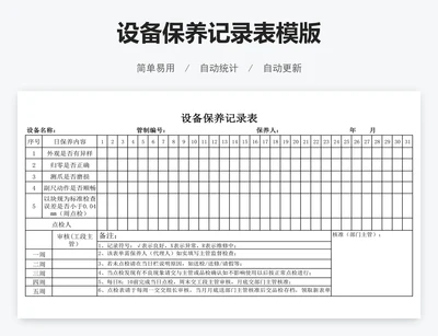 设备保养记录表模版