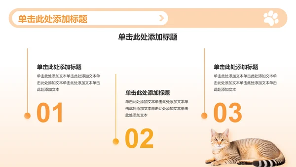 橙色渐变风可爱猫咪图集通用模板PPT模板