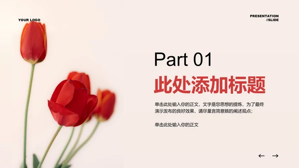 红色清新风总结汇报通用PPT演示模板