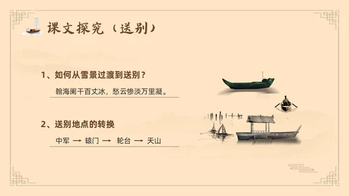 棕色古风鲁教版八年级下册语文白雪歌送武判官归京PPT模板宣语文九年级下册