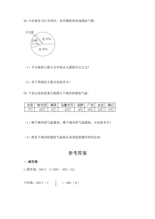 小升初数学应用题50道及参考答案【夺分金卷】.docx