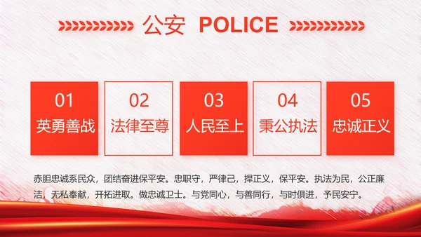 红色公安警察年终工作总结汇报PPT