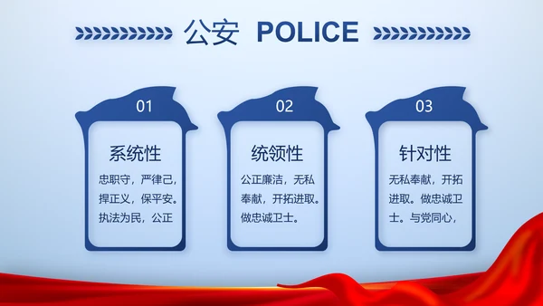 蓝色大气人民警察风采动态PPT模板