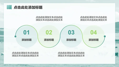 绿色简约风草原风景主题旅行计划PPT模板