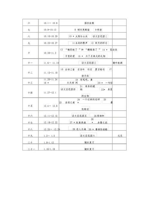 六年级上册语文S版教学计划