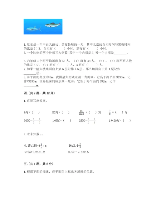 小学六年级下册数学摸底考试题【word】.docx