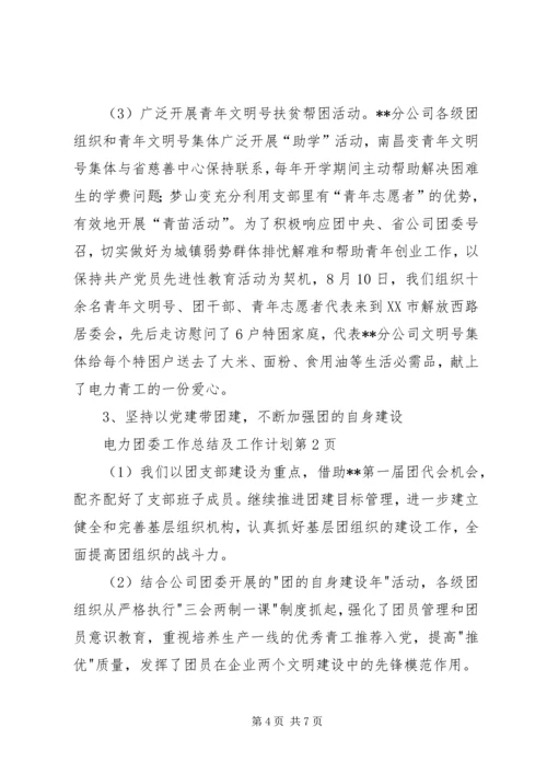 电力团委工作总结及工作计划 (8).docx