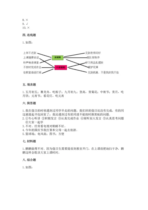 部编版二年级上册道德与法治期中测试卷精品（精选题）.docx