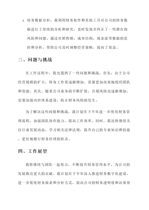 半年财务经理工作汇报