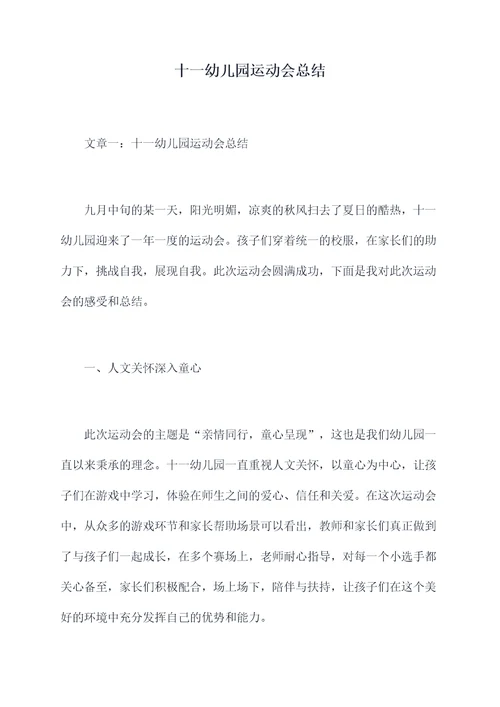 十一幼儿园运动会总结