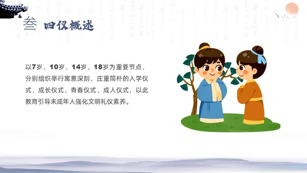 蓝色水墨八礼四仪文明礼仪主题班会PPT课件