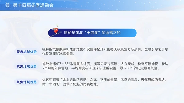 蓝色国潮风第十四届全国冬季运动会PPT模板