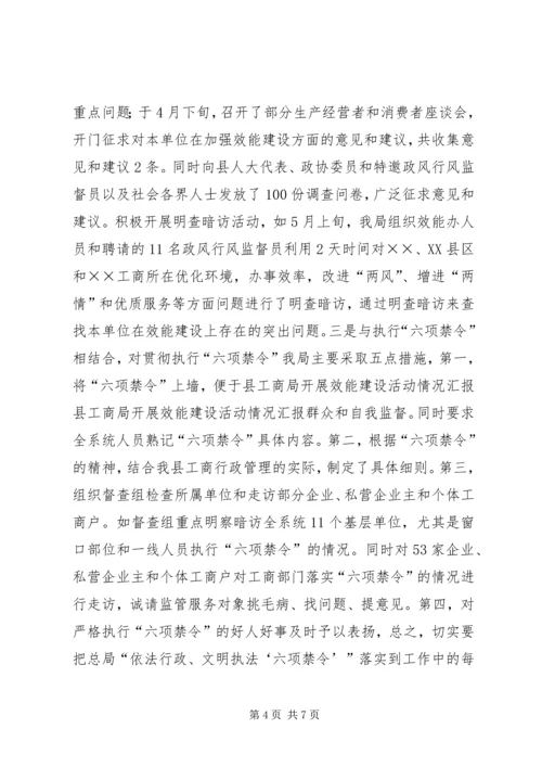 县工商局开展效能建设活动情况汇报 (5).docx