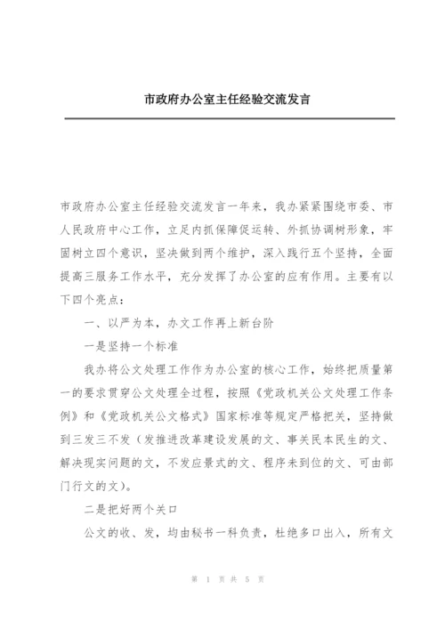 市政府办公室主任经验交流发言.docx