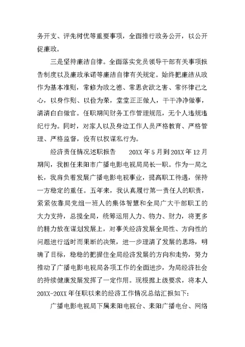 经济责任情况述职报告