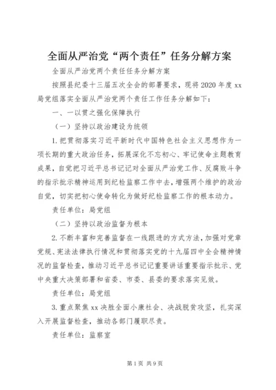 全面从严治党“两个责任”任务分解方案.docx