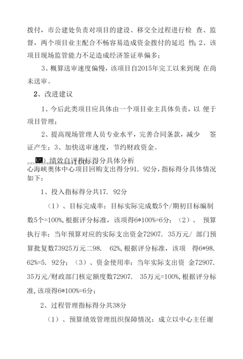 海峡奥体中心项目回购支出项目绩效评价自评报告.docx