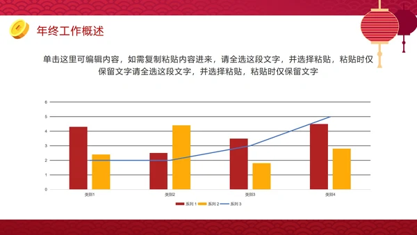红色渐变卯兔迎春年终工作总结结PPT模板