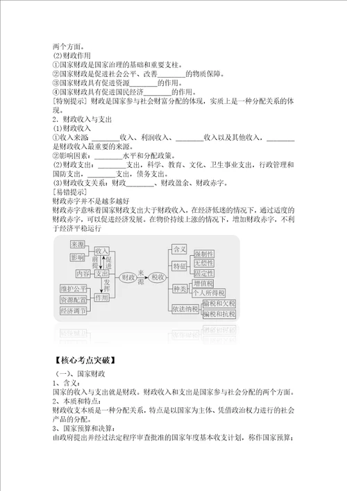 经济生活第八课第一框国家财政教案