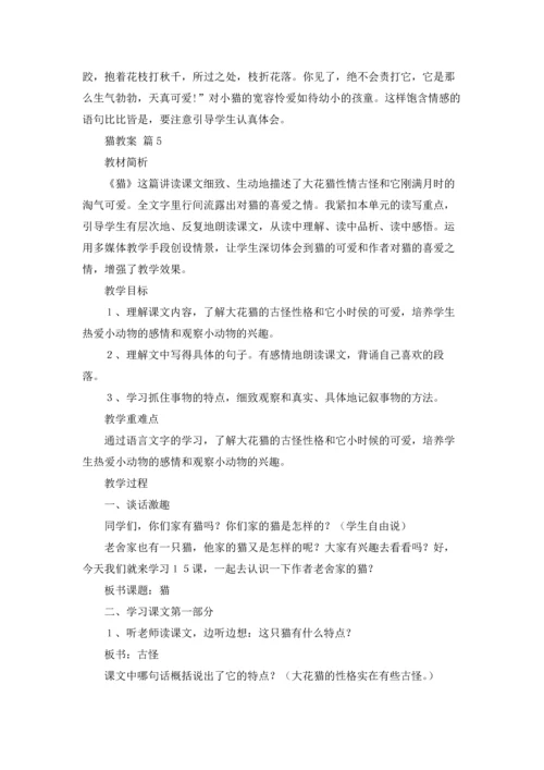 关于猫教案模板合集八篇.docx