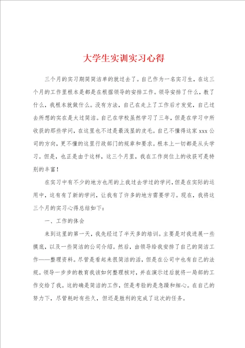 大学生实训实习心得