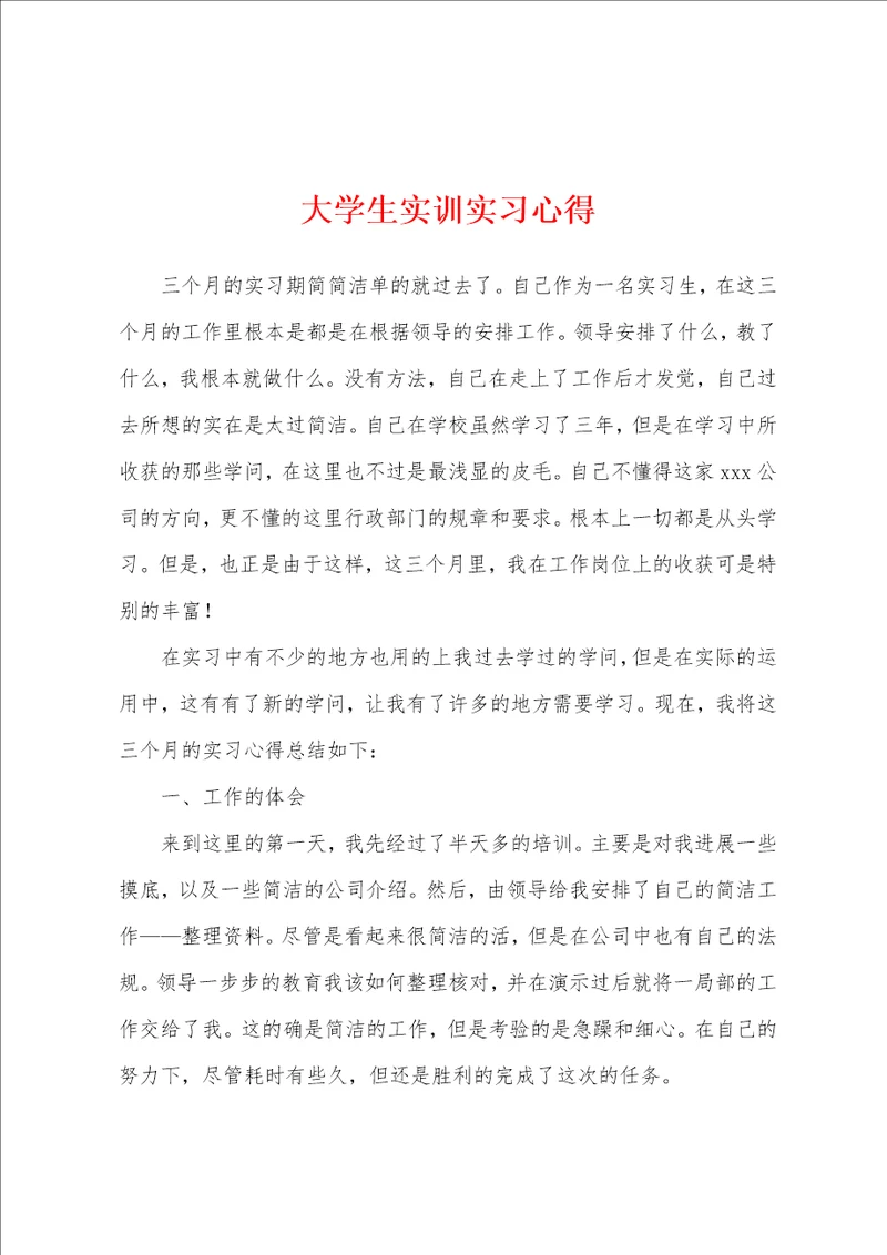 大学生实训实习心得