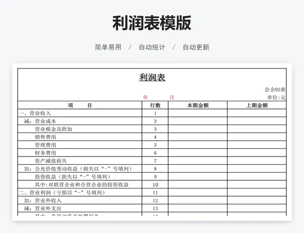 利润表模版