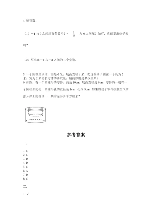 北京版数学小升初模拟试卷含答案（考试直接用）.docx