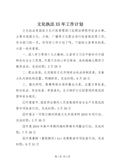 文化执法XX年工作计划.docx