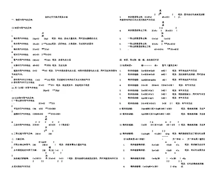 初中化学方程式及现象总结好文档