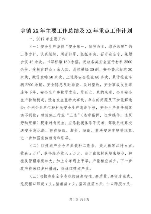 乡镇某年主要工作总结及某年重点工作计划.docx