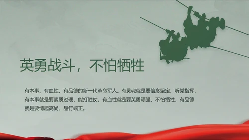 迷彩风格八一军事国防教育演讲PPT模板