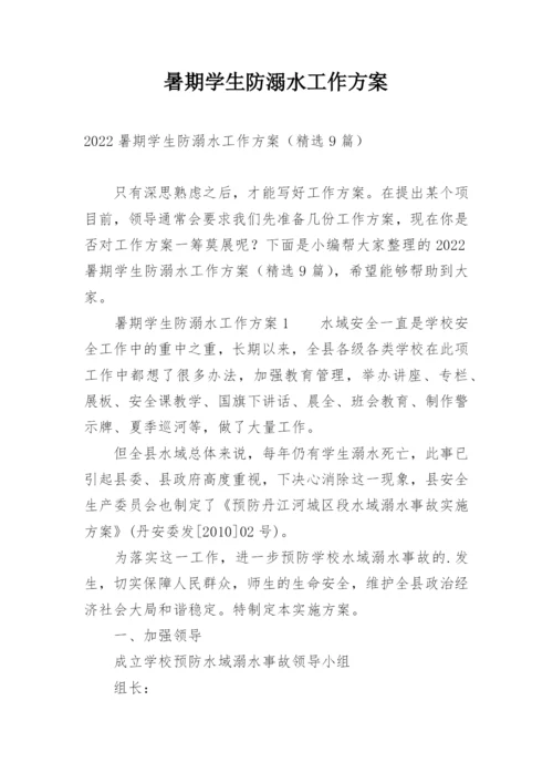 暑期学生防溺水工作方案.docx
