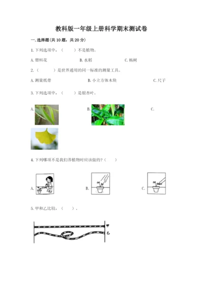 教科版一年级上册科学期末测试卷带精品答案.docx