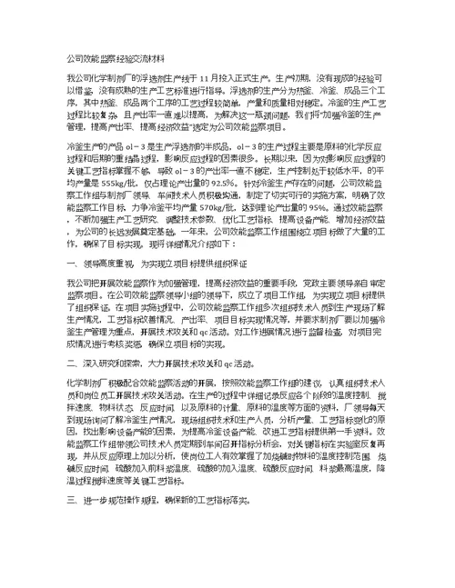 公司效能监察经验交流材料