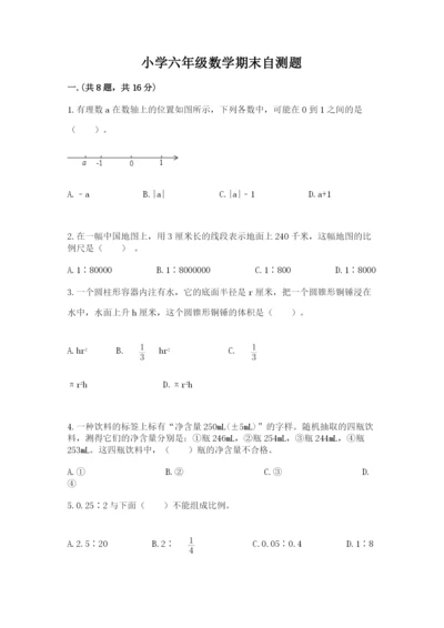 小学六年级数学期末自测题附答案【培优a卷】.docx