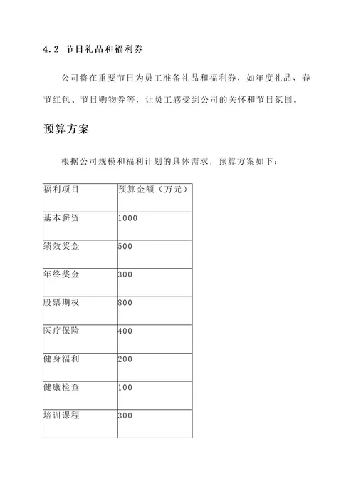 公司圣福利与预算方案