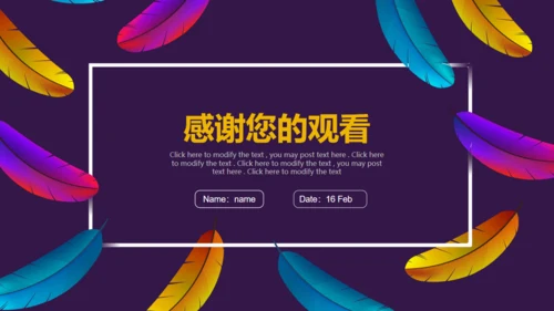 彩色羽毛时尚工作汇报模板