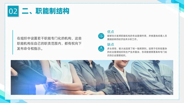 蓝色简约形状企业组织管理PPT课件