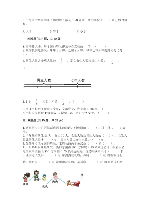 人教版六年级上册数学期末测试卷及答案（典优）.docx