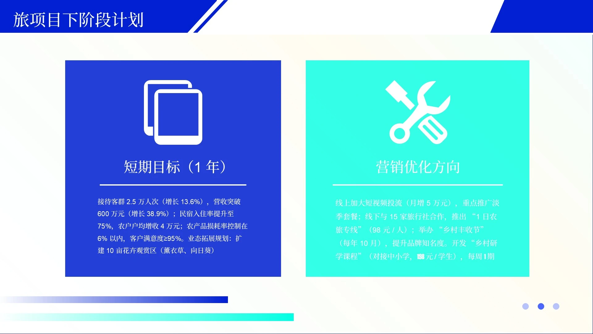 蓝色简约风项目总结PPT单页