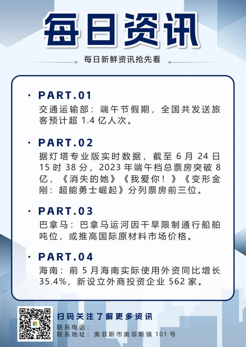 蓝色简约几何企业晨报word模板