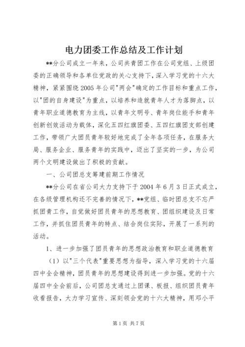 电力团委工作总结及工作计划 (6).docx