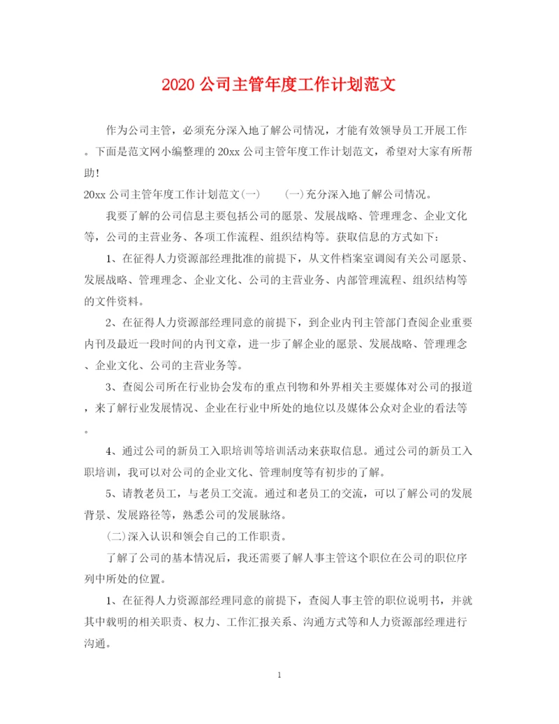 精编之公司主管年度工作计划范文.docx