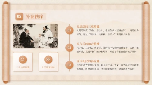 米色中国风孔子诞辰主题班会PPT模板