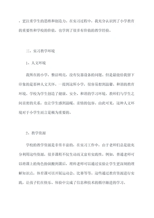 我的小学老师实习报告