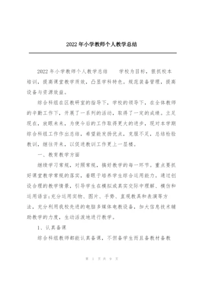 2022年小学教师个人教学总结.docx