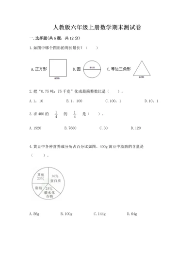 人教版六年级上册数学期末测试卷含完整答案【夺冠】.docx