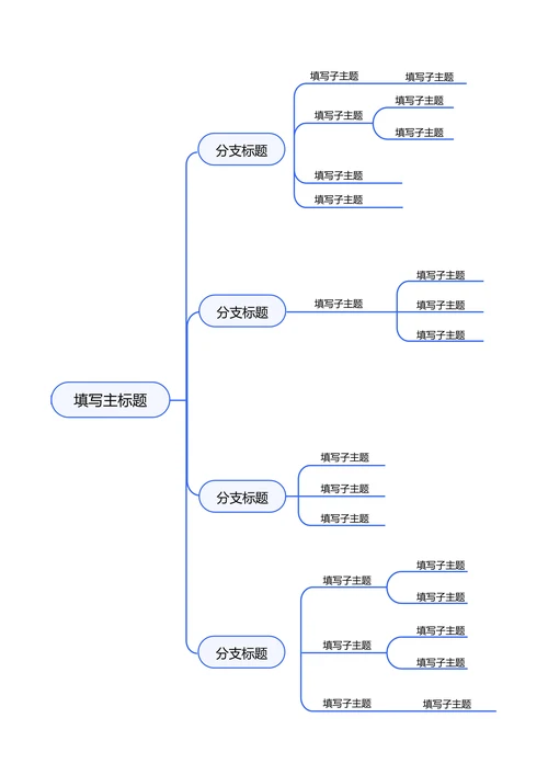 蓝色简约横版基础思维导图