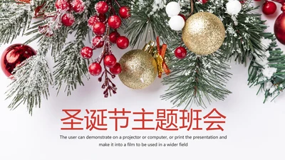 唯美冬季圣诞节主题班会教育动态PPT模板
